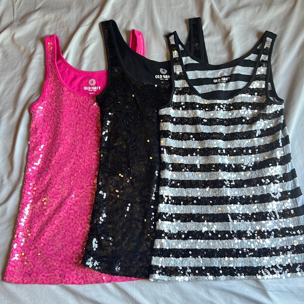 Old Navy Tank Tops Sequined Medium Lot of 3